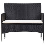 5-tlg. Garten-Lounge-Set mit Auflagen Poly Rattan Schwarz