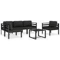 6-tlg. Garten-Lounge-Set mit Kissen Aluminium Anthrazit
