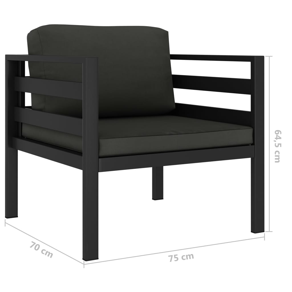 5-tlg. Garten-Sofagarnitur mit Kissen Aluminium Anthrazit