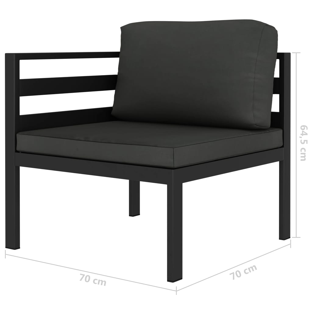 5-tlg. Garten-Sofagarnitur mit Kissen Aluminium Anthrazit