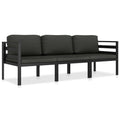3-tlg. Garten-Lounge-Set mit Kissen Aluminium Anthrazit