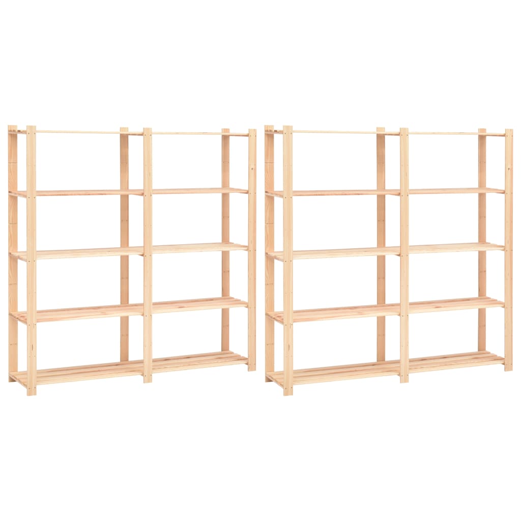 Lagerregale 5 Böden 2 Stk. 170x38x170cm Massivholz Kiefer 500kg