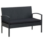 4-tlg. Garten-Lounge-Set mit Auflagen Poly Rattan Schwarz