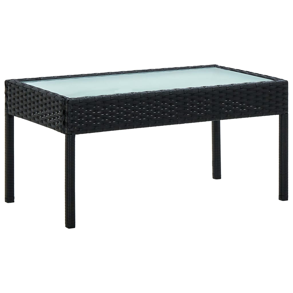 4-tlg. Garten-Lounge-Set mit Auflagen Poly Rattan Schwarz