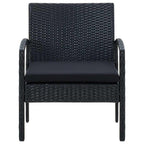 Gartenstuhl mit Kissen Poly Rattan Schwarz