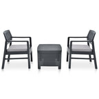 3-tlg. Garten-Lounge-Set Kunststoff Anthrazit