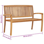 Gartenbank 2-Sitzer Stapelbar 120 cm Massivholz Teak