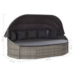 Outdoor-Loungebett mit Dach Grau