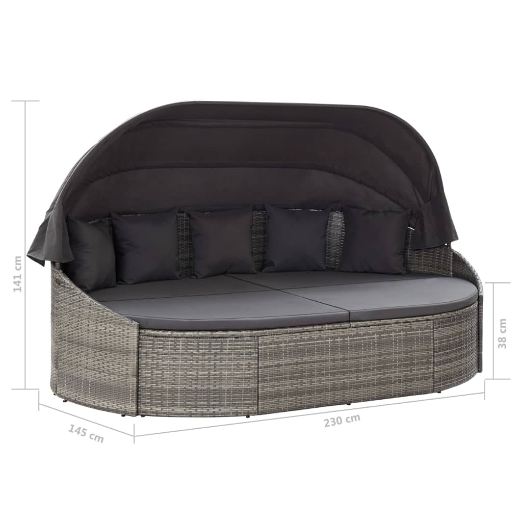 Outdoor-Loungebett mit Dach Grau