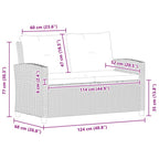 2-Sitzer-Gartensofa mit Kissen Grau 124 cm Poly Rattan