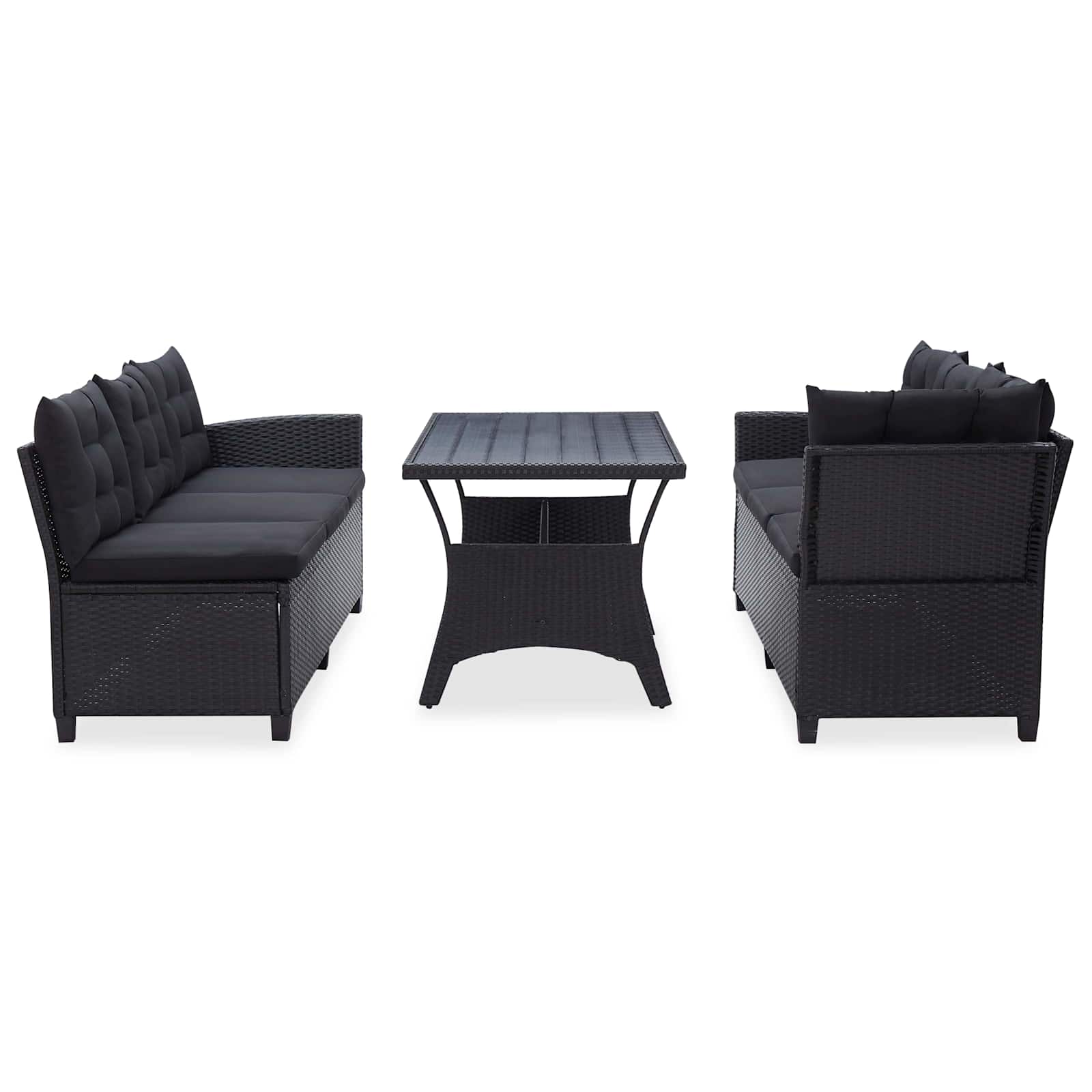 Gartenmöbel-Sets Schwarz Poly-Rattan