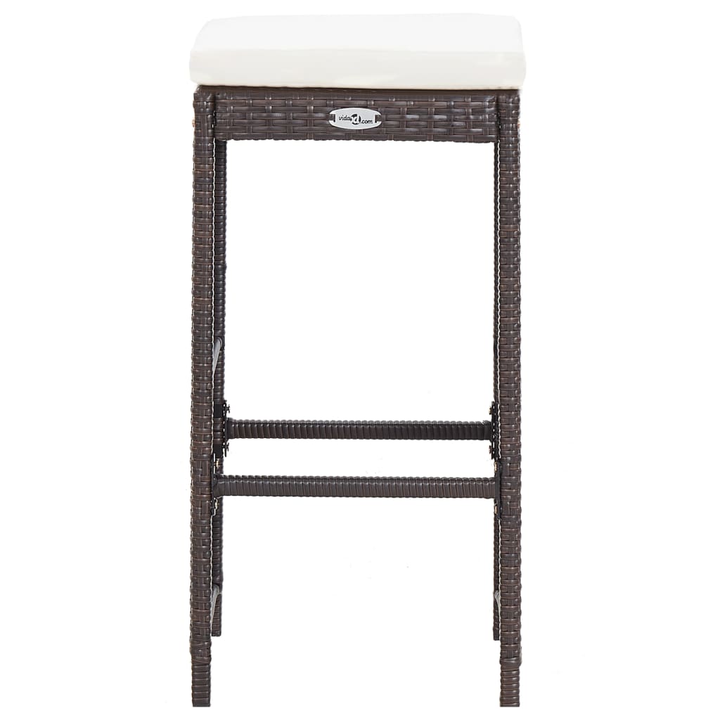 7-tlg. Gartenbar-Set mit Auflagen Poly Rattan Braun