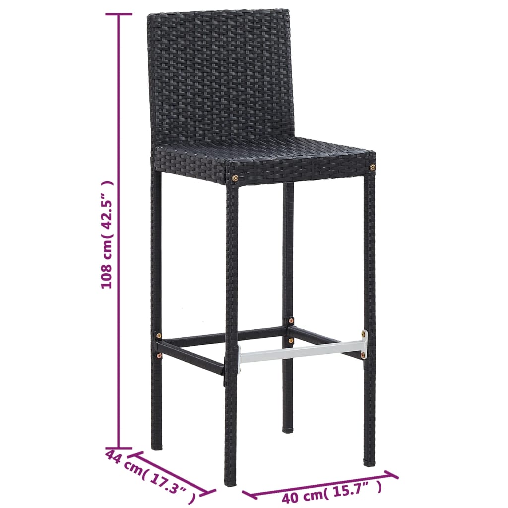 5-tlg. Garten-Bar-Set Poly Rattan und Akazienholz Schwarz