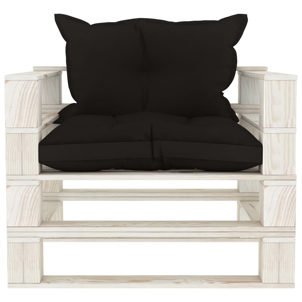 Garten-Palettensofa mit Kissen in Schwarz Holz