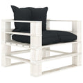 Garten-Palettensofa mit Kissen in Anthrazit Holz