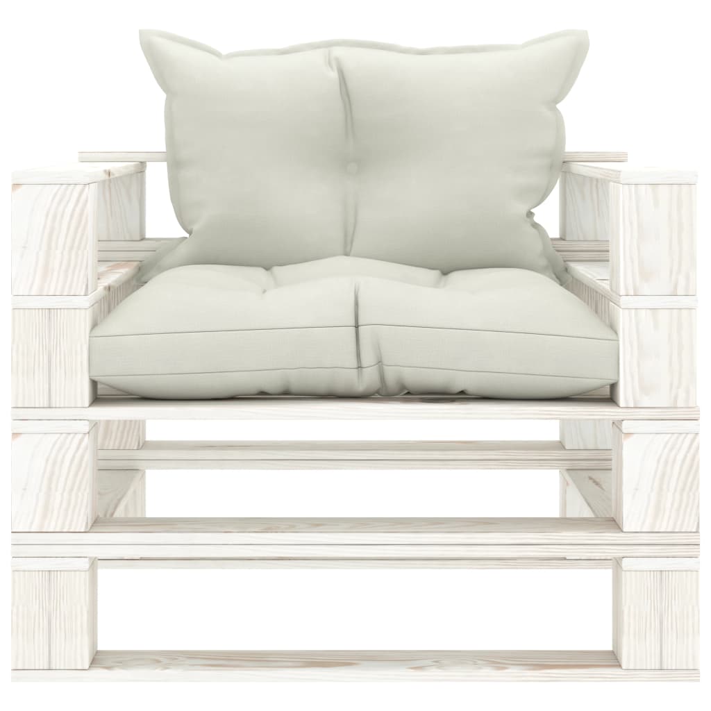 Garten-Palettensofa mit Kissen in Beige Holz