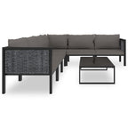 7-tlg. Garten-Lounge-Set mit Auflagen Poly Rattan Anthrazit