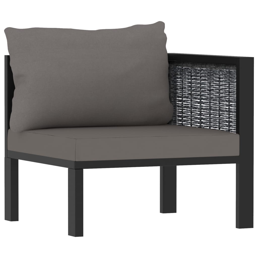 7-tlg. Garten-Lounge-Set mit Auflagen Poly Rattan Anthrazit