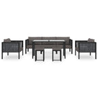 8-tlg. Garten-Lounge-Set mit Auflagen Poly Rattan Anthrazit