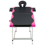 Massageliege Klappbar 2-Zonen Aluminiumgestell Schwarz und Rosa