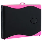 Massageliege Klappbar 2-Zonen Aluminiumgestell Schwarz und Rosa