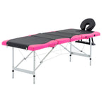 Massageliege Klappbar 4-Zonen Aluminiumgestell Schwarz und Rosa