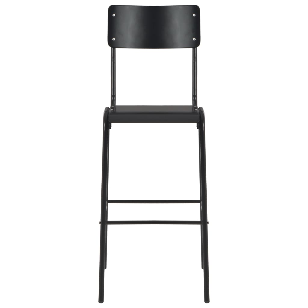 Barhocker 4 Stk. Schwarz Massives Sperrholz Stahl
