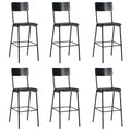 Barhocker 6 Stk. Schwarz Massives Sperrholz Stahl