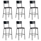 Barhocker 6 Stk. Schwarz Massives Sperrholz Stahl
