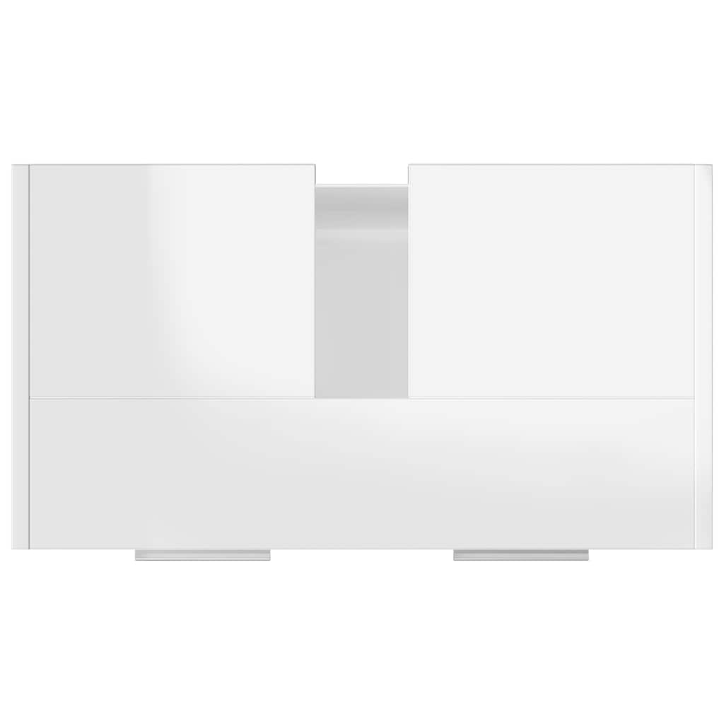 Badezimmerschrank Hochglanz-Weiß 60x33x61 cm Holzwerkstoff