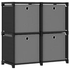 Würfelregal mit 4 Boxen Schwarz 69x30x72,5 cm Stoff