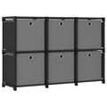 Würfelregal mit 6 Boxen Schwarz 103x30x72,5 cm Stoff