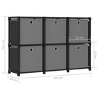 Würfelregal mit 6 Boxen Schwarz 103x30x72,5 cm Stoff