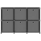 Würfelregal mit 6 Boxen Grau 103x30x72,5 cm Stoff