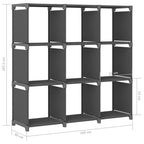 Würfelregal mit 9 Fächern Grau 103x30x107,5 cm Stoff
