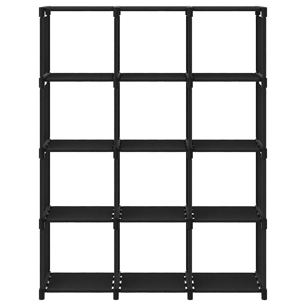 Würfel-Regal 12 Fächer Schwarz 103x30x141 cm Stoff