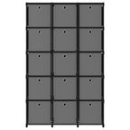 Würfel-Regal mit Boxen 15 Fächer Schwarz 103x30x175,5 cm Stoff