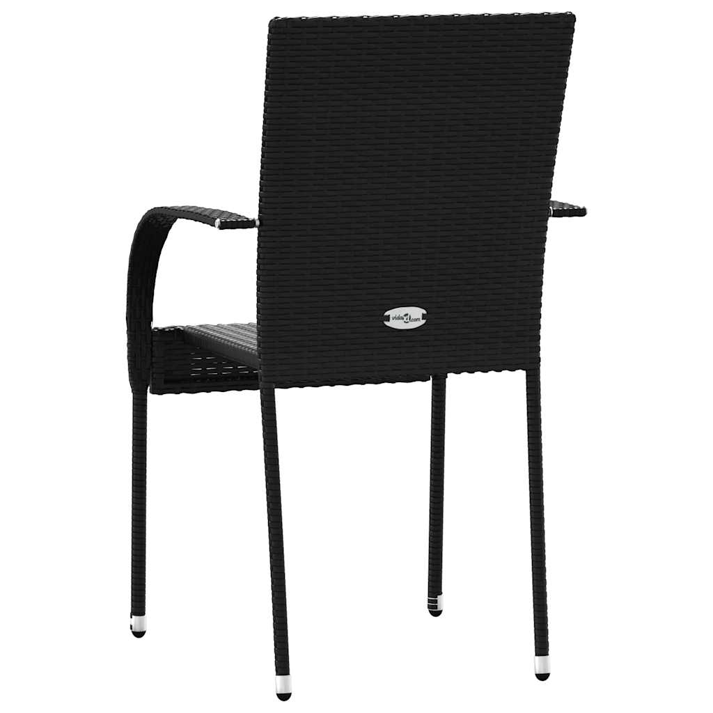 Stapelbare Gartenstühle 4 Stk. Poly Rattan Schwarz