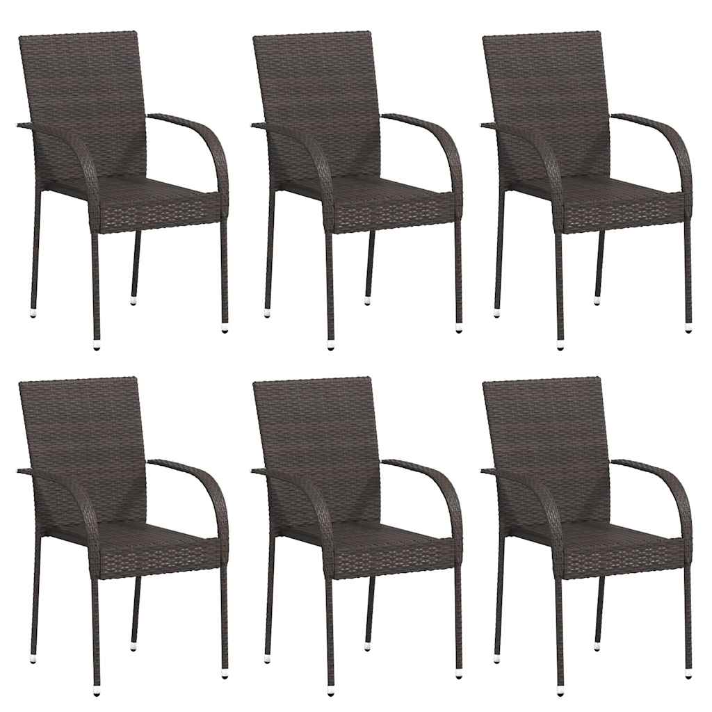 Stapelbare Gartenstühle 6 Stk. Poly Rattan Braun