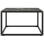 Couchtisch Schwarz mit Schwarzem Glas in Marmor-Optik 60x60x35