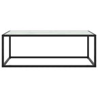 Couchtisch Schwarz mit Weißem Glas in Marmor-Optik 100x50x35 cm