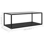 Couchtisch Transparent und Schwarz 100x50x35 cm Hartglas