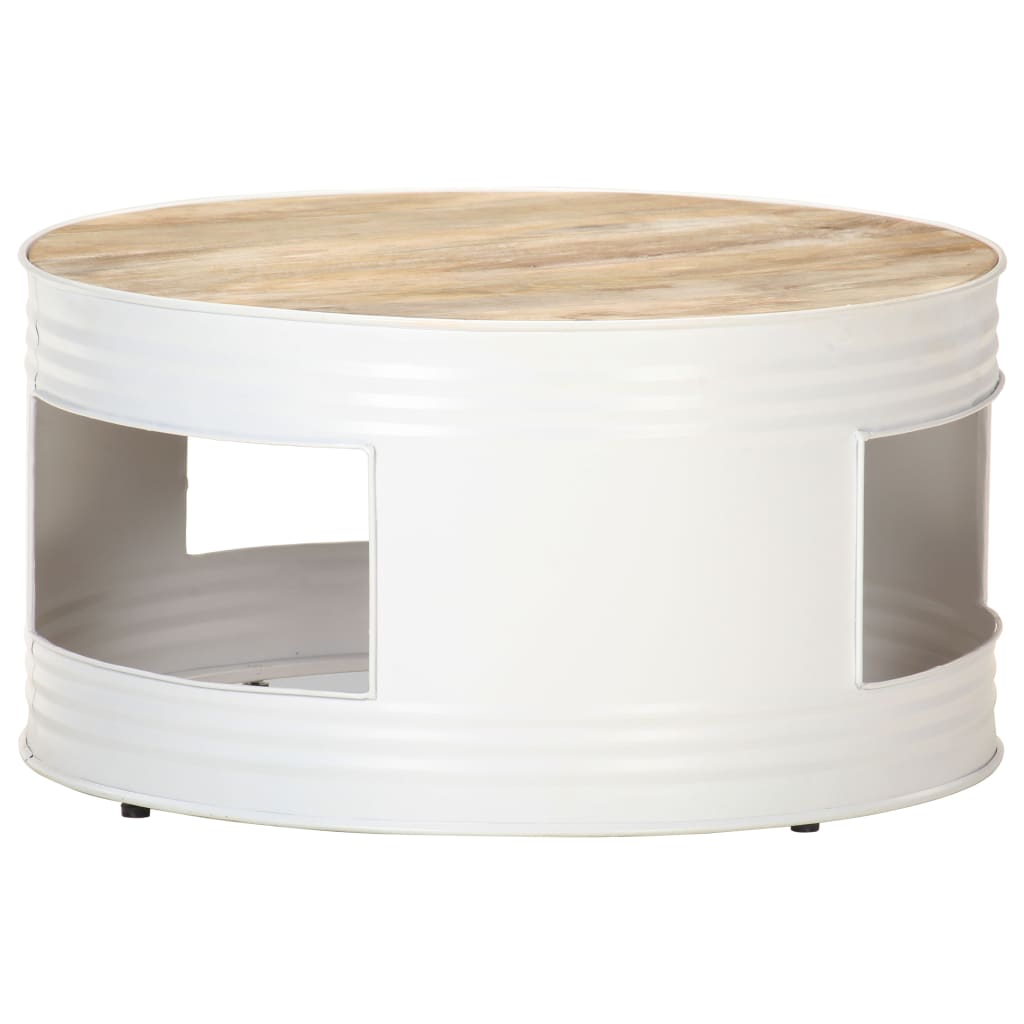 Couchtisch Weiß 68x68x36 cm Massivholz Mango