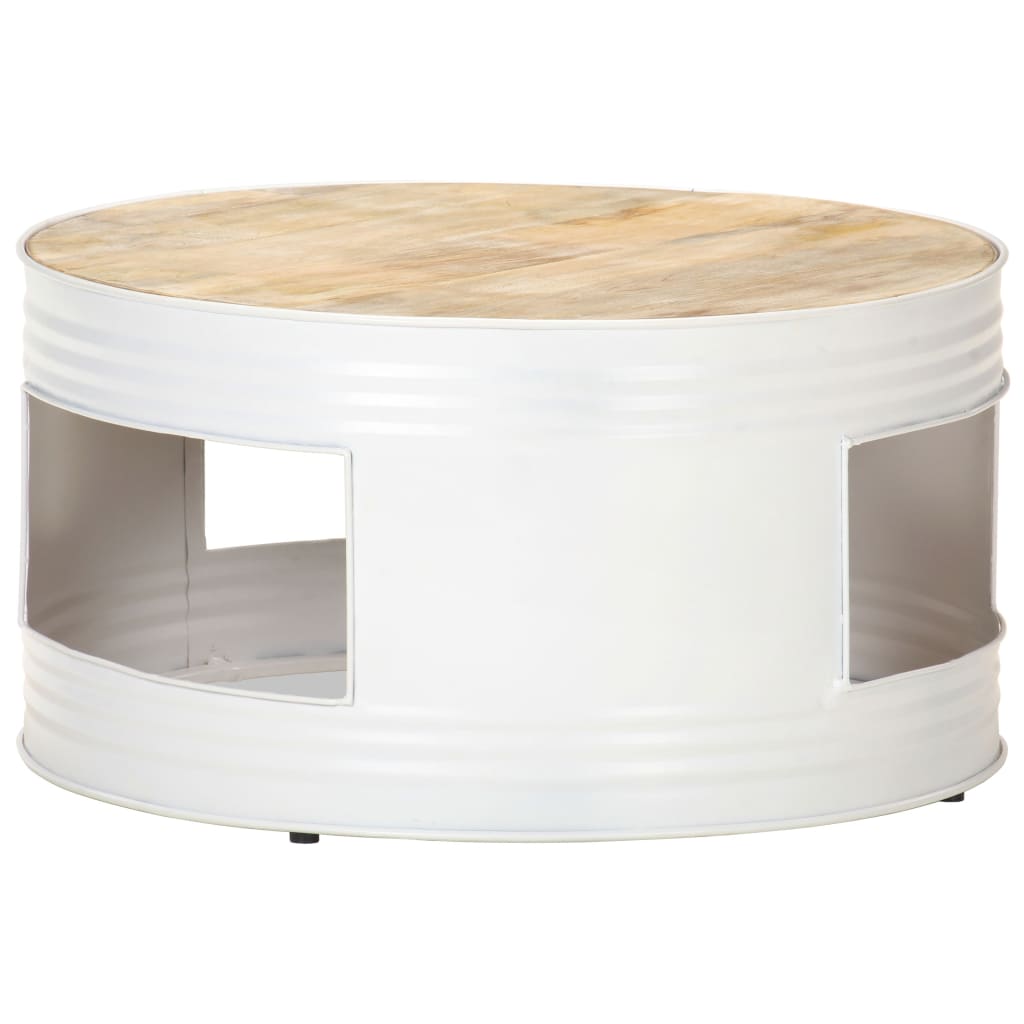 Couchtisch Weiß 68x68x36 cm Massivholz Mango