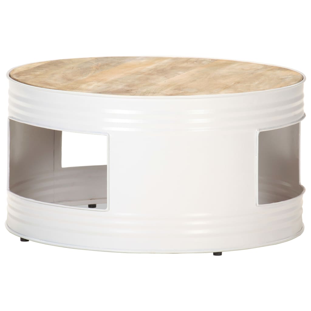 Couchtisch Weiß 68x68x36 cm Massivholz Mango