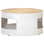 Couchtisch Weiß 68x68x36 cm Massivholz Mango