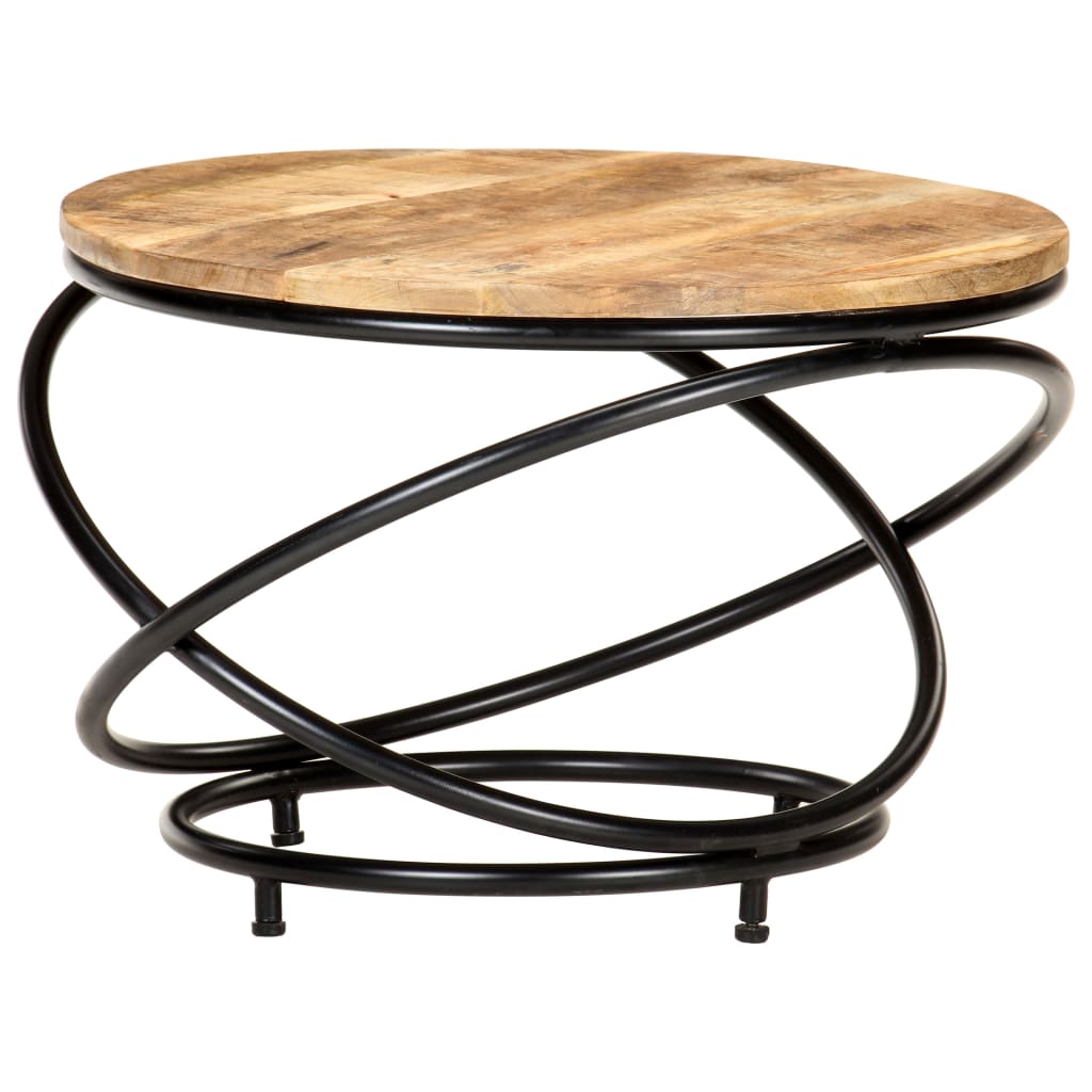 Couchtisch Schwarz 60x60x40 cm Raues Mango-Massivholz