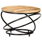 Couchtisch Schwarz 60x60x40 cm Raues Mango-Massivholz