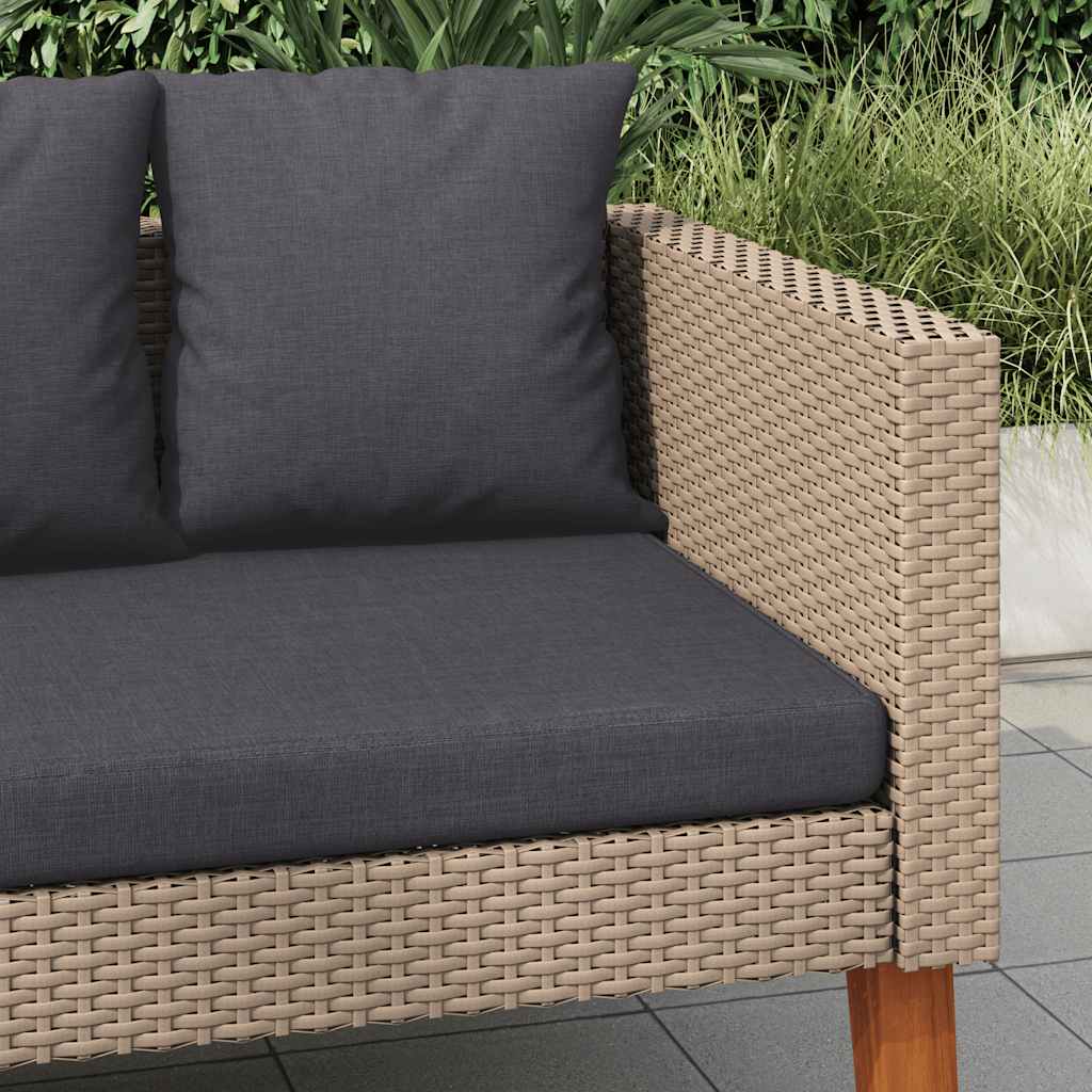 2-Sitzer-Gartensofa mit Auflagen Poly Rattan Beige