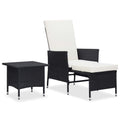 2-tlg. Garten-Lounge-Set mit Kissen Poly Rattan Schwarz
